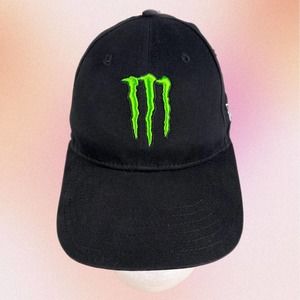 Monster Embroidered NHRA Black Green Small Racing Fitted Baseball Hat Youth Teen